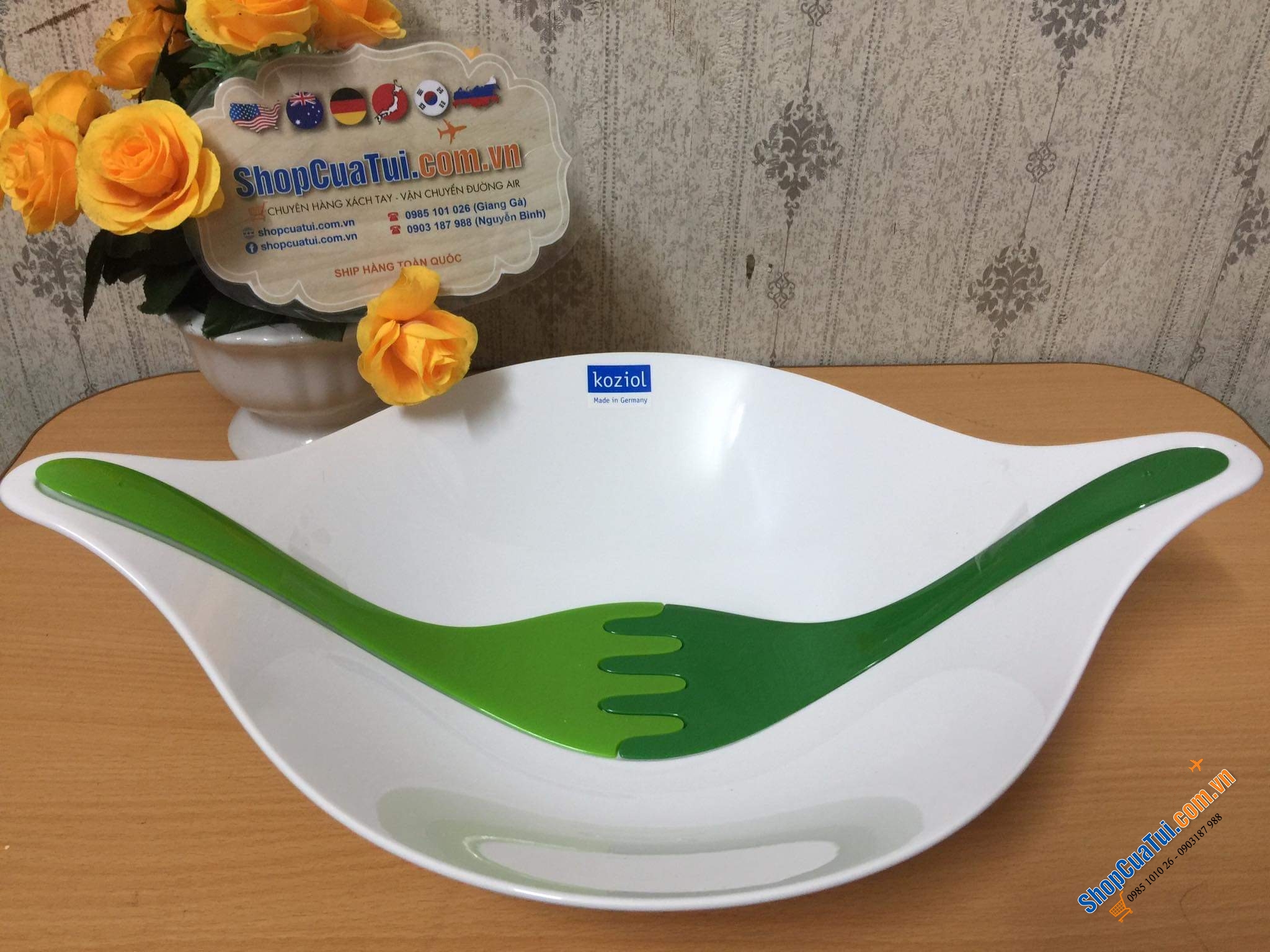 SET BÁT TRỘN SALAT KÈM THÌA TRỘN KOZIOL - MADE IN GERMANY.