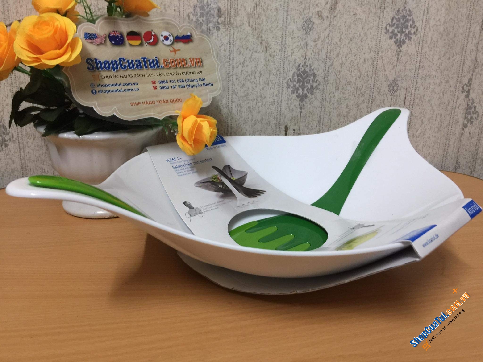 SET BÁT TRỘN SALAT KÈM THÌA TRỘN KOZIOL - MADE IN GERMANY.