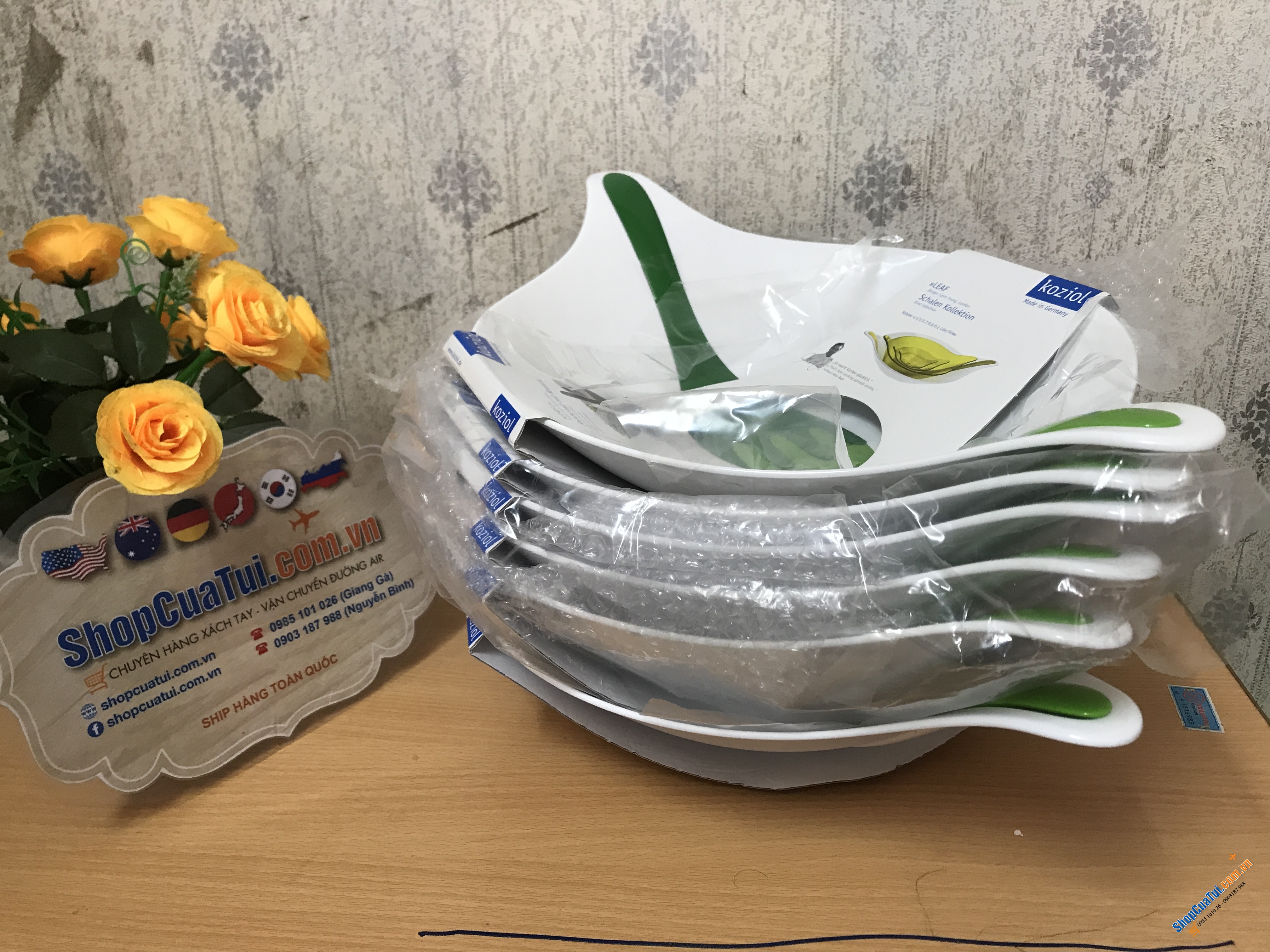 SET BÁT TRỘN SALAT KÈM THÌA TRỘN KOZIOL - MADE IN GERMANY.