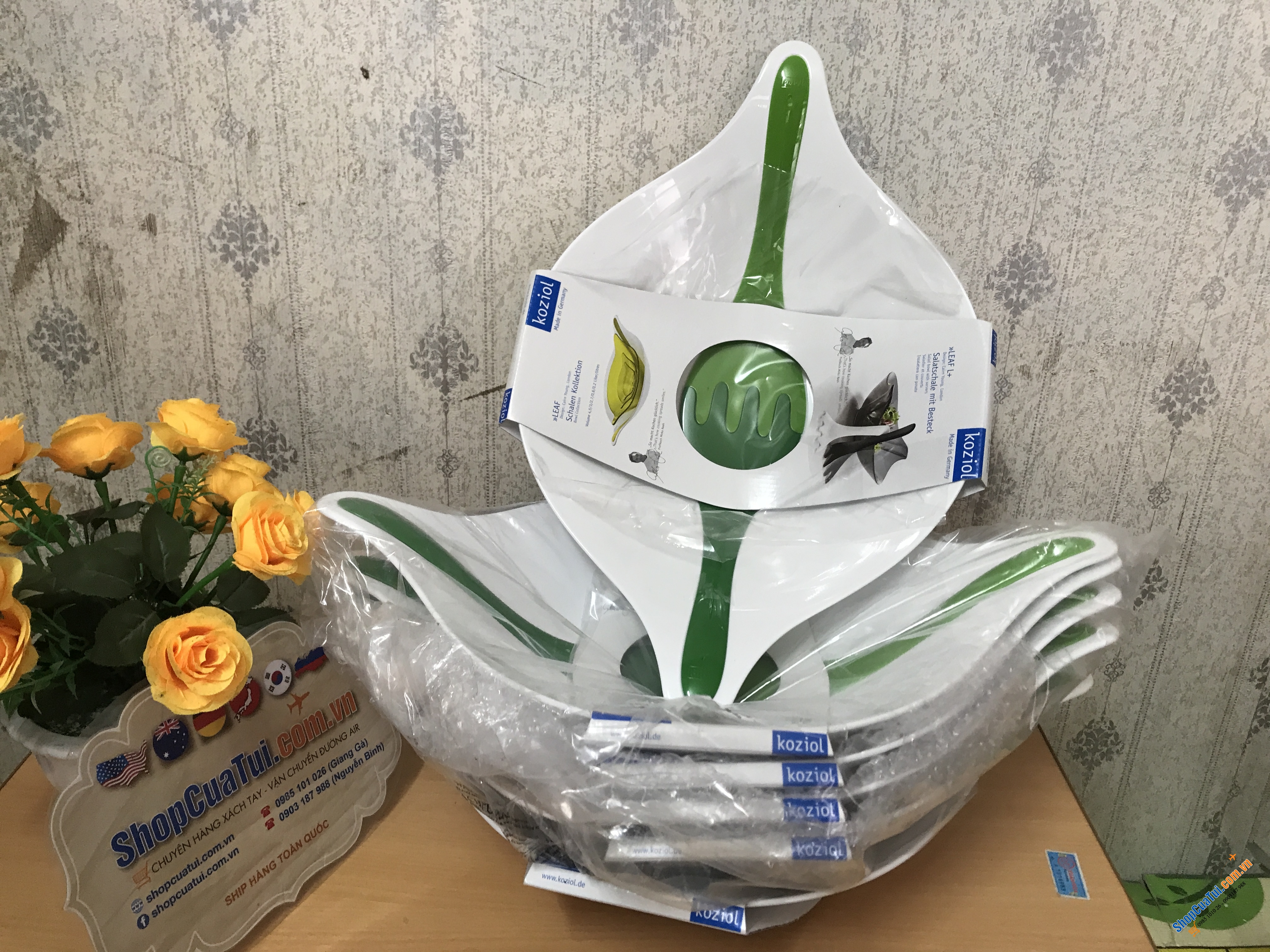 SET BÁT TRỘN SALAT KÈM THÌA TRỘN KOZIOL - MADE IN GERMANY.