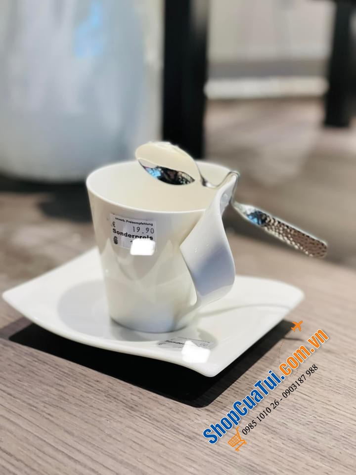 Trọn bộ Đĩa - Cốc - Thìa uống cà phê/ trà Villeroy Boch New Wave.
