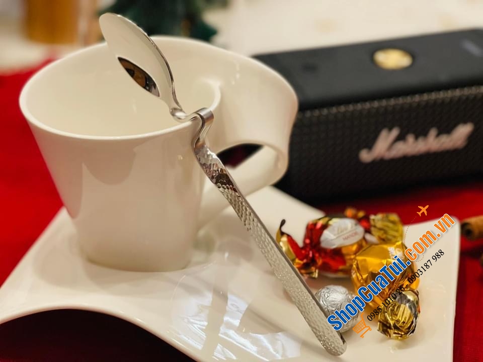 Trọn bộ Đĩa - Cốc - Thìa uống cà phê/ trà Villeroy Boch New Wave.