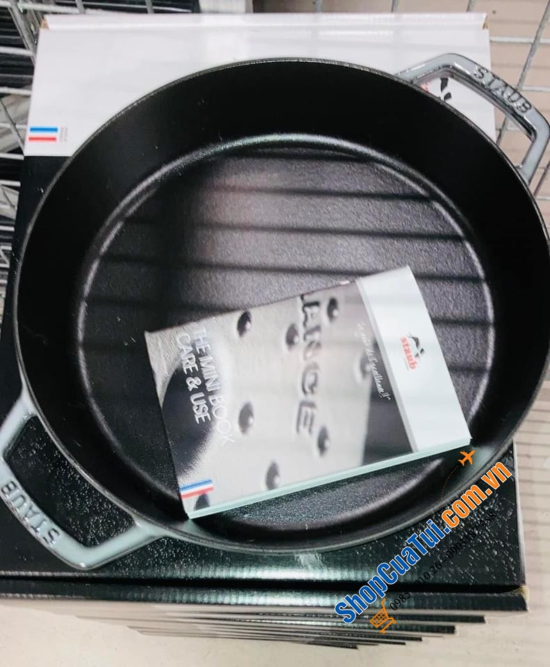 CHẢO STAUB XÁM 2 QUAI 26 CM MADE IN FRANCE.