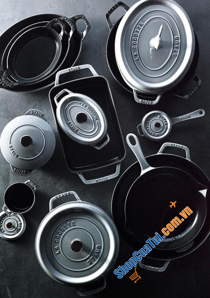 CHẢO STAUB XÁM 2 QUAI 26 CM MADE IN FRANCE.