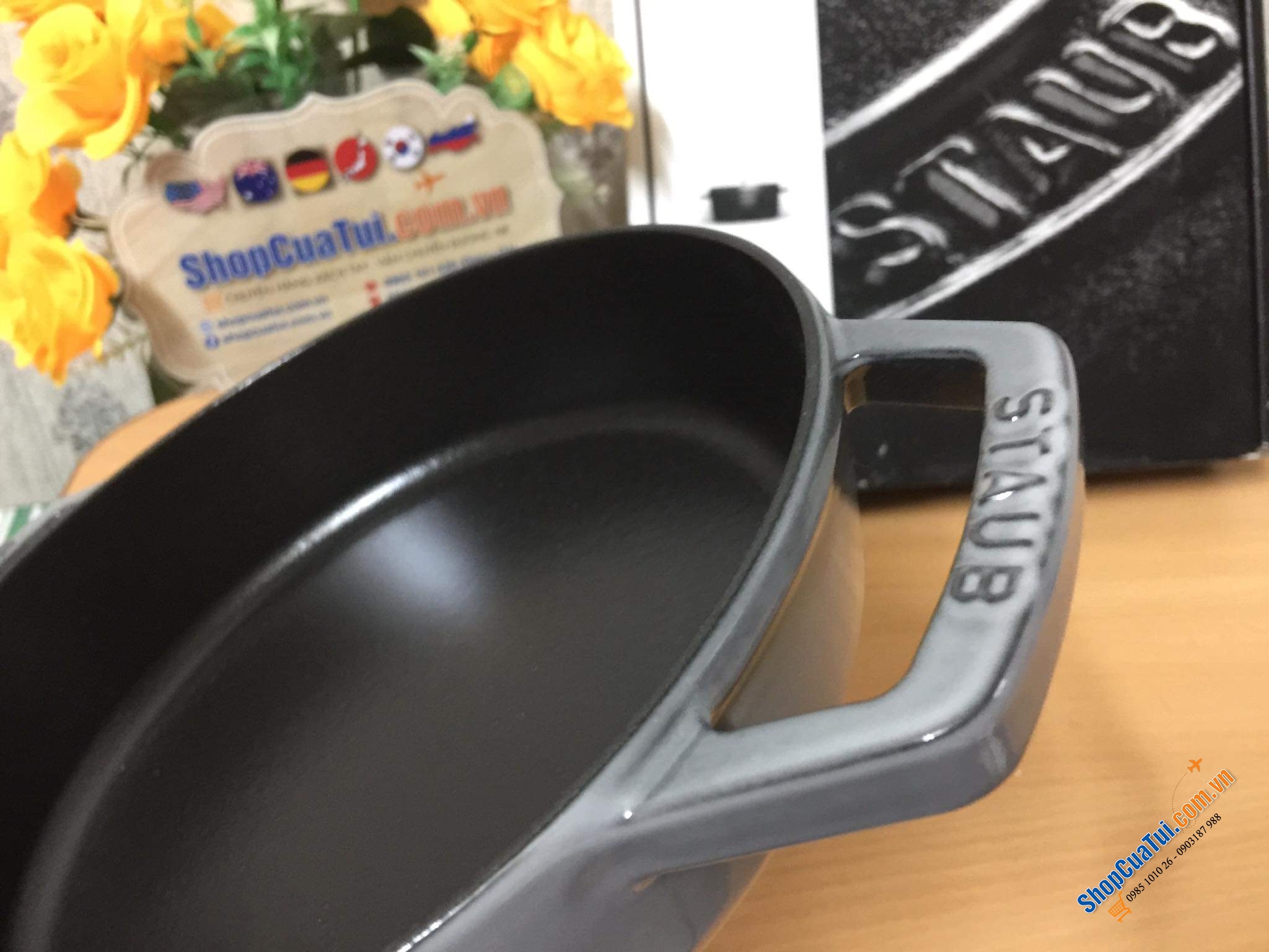 CHẢO STAUB XÁM 2 QUAI 26 CM MADE IN FRANCE.