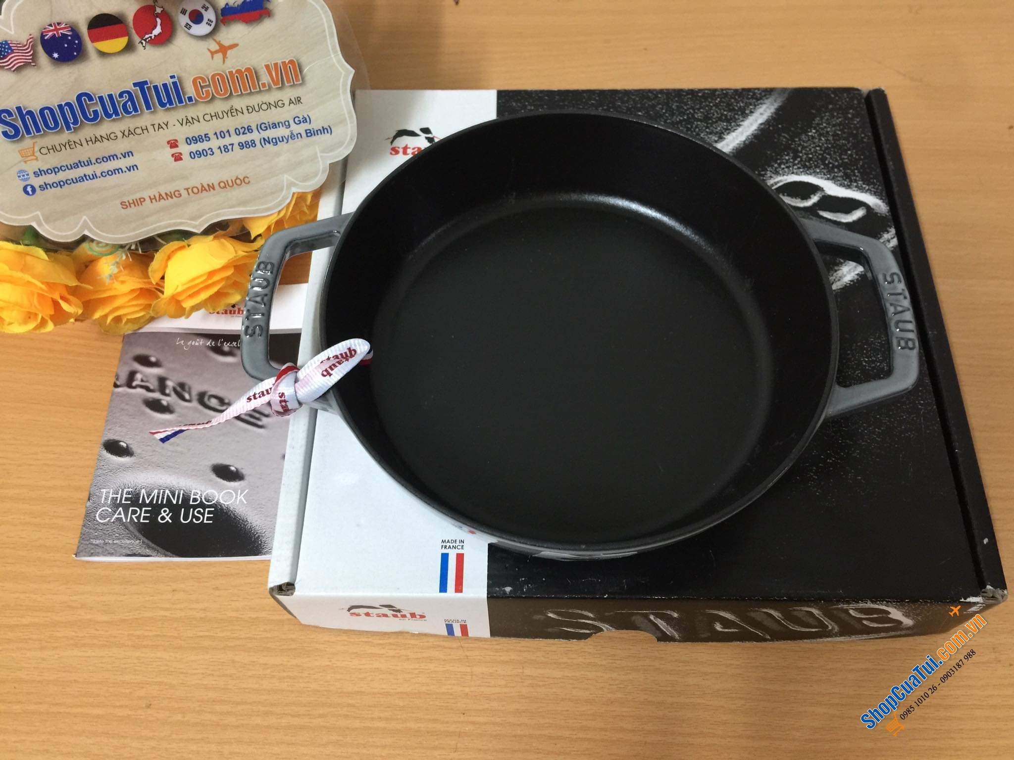CHẢO STAUB XÁM 2 QUAI 26 CM MADE IN FRANCE.