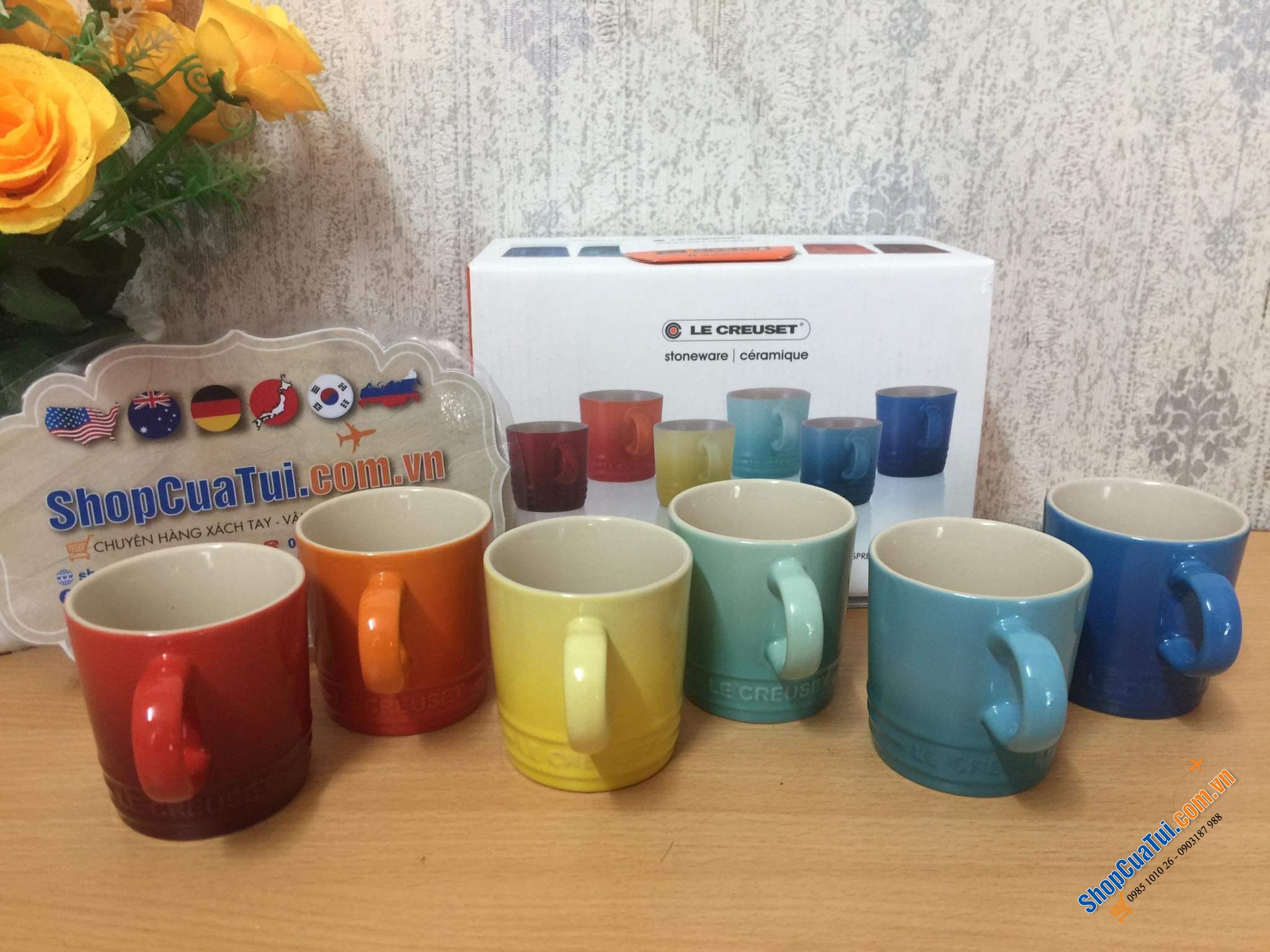 BỘ 6 CỐC LE CREUSET CẦU VỒNG 100ml KÈM HỘP