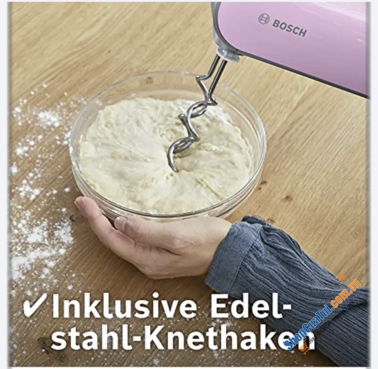 Máy Đánh Trứng Cầm Tay Bosch MFQ4030K Rosa màu Hồng 500W