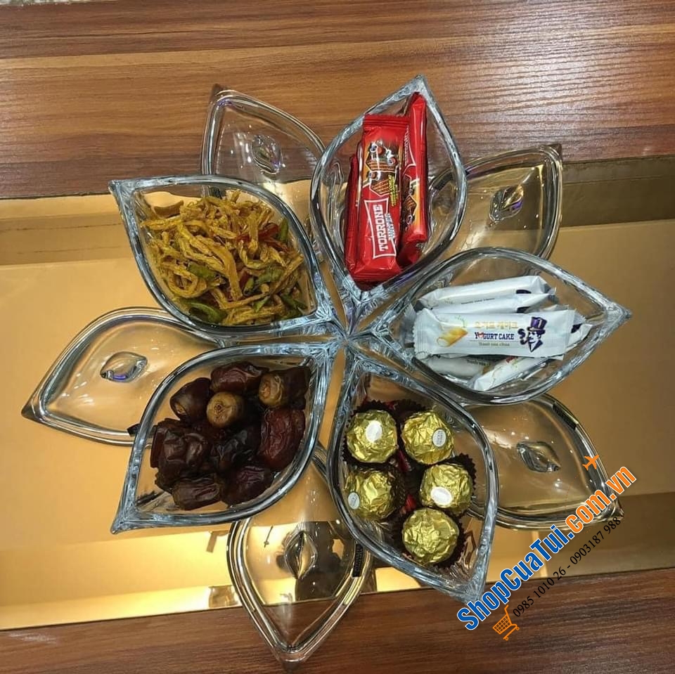 Âu, thố đựng mứt, kẹo Bohemia siêu đẹp - Xếp 5 âu thành bông hoa tuyệt mỹ