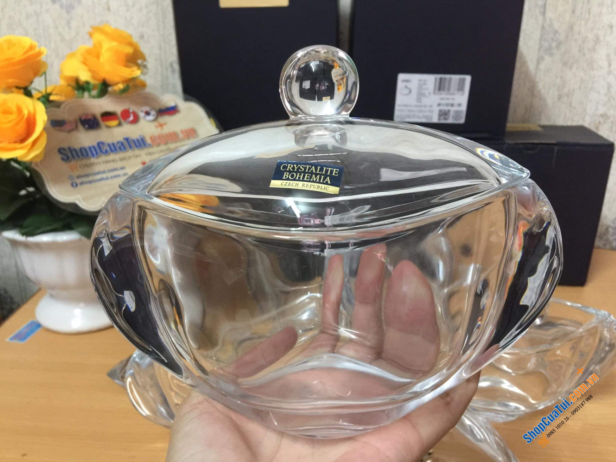 Âu, thố đựng mứt, kẹo Bohemia siêu đẹp - Xếp 5 âu thành bông hoa tuyệt mỹ