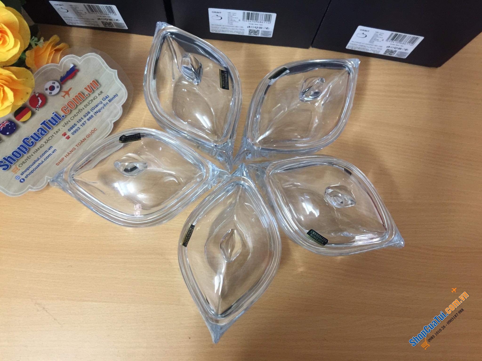 Âu, thố đựng mứt, kẹo Bohemia siêu đẹp - Xếp 5 âu thành bông hoa tuyệt mỹ