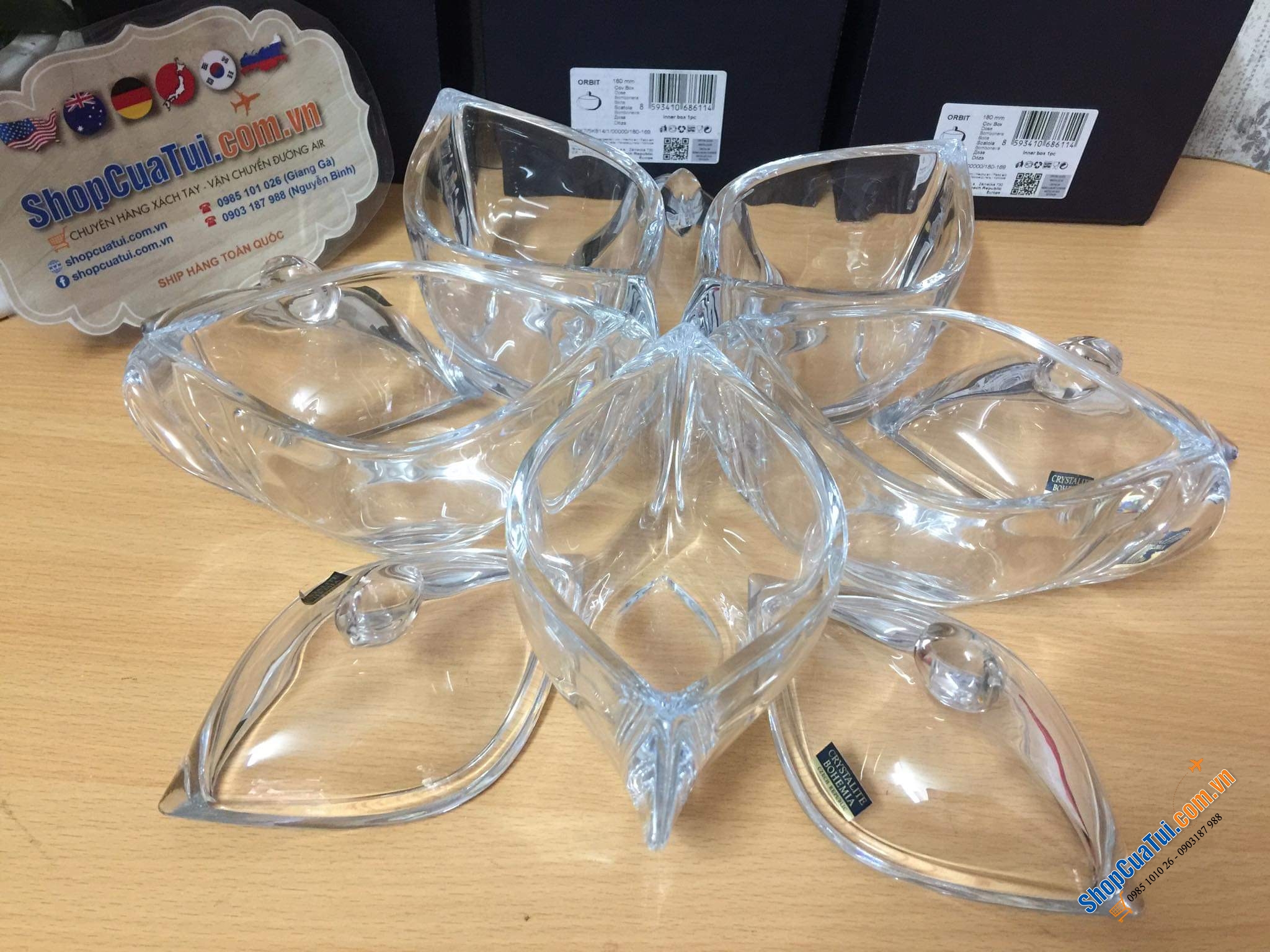 Âu, thố đựng mứt, kẹo Bohemia siêu đẹp - Xếp 5 âu thành bông hoa tuyệt mỹ