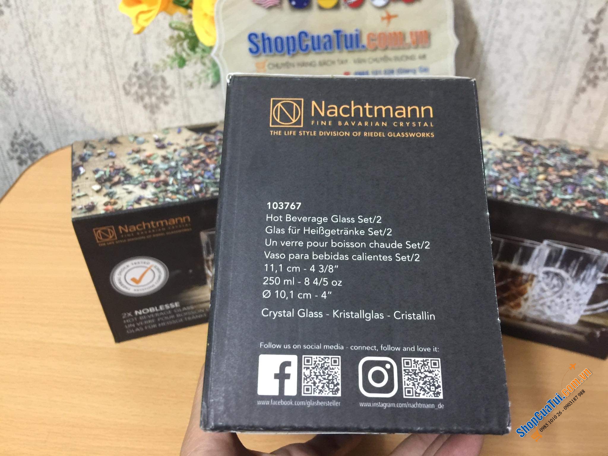 Set 2 cốc uống trà, uống bia Nachtmann Teeglas Noblesse 103767 dung tích 250ml