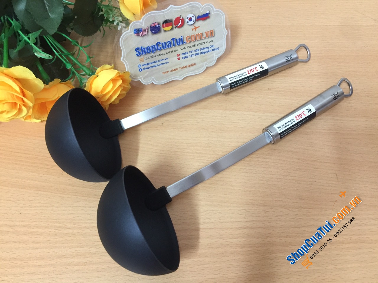 Muôi nấu bếp WMF profi plus 30cm - Muỗng Múc Canh Wmf Grivory Profi Plus 18.7477.6030 - Thìa to múc canh