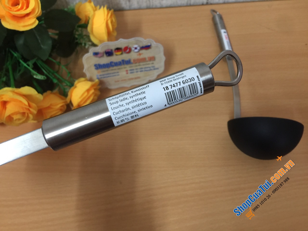 Muôi nấu bếp WMF profi plus 30cm - Muỗng Múc Canh Wmf Grivory Profi Plus 18.7477.6030 - Thìa to múc canh