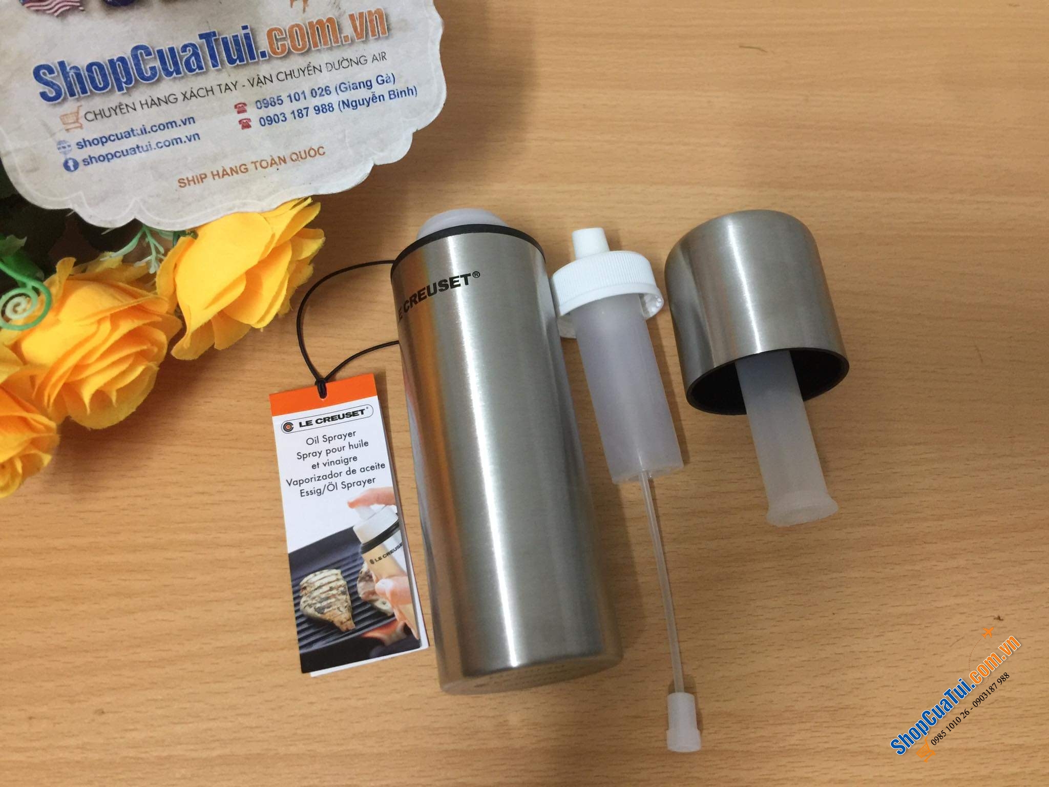 Xịt dầu dấm Le creuset màu inox siêu sang