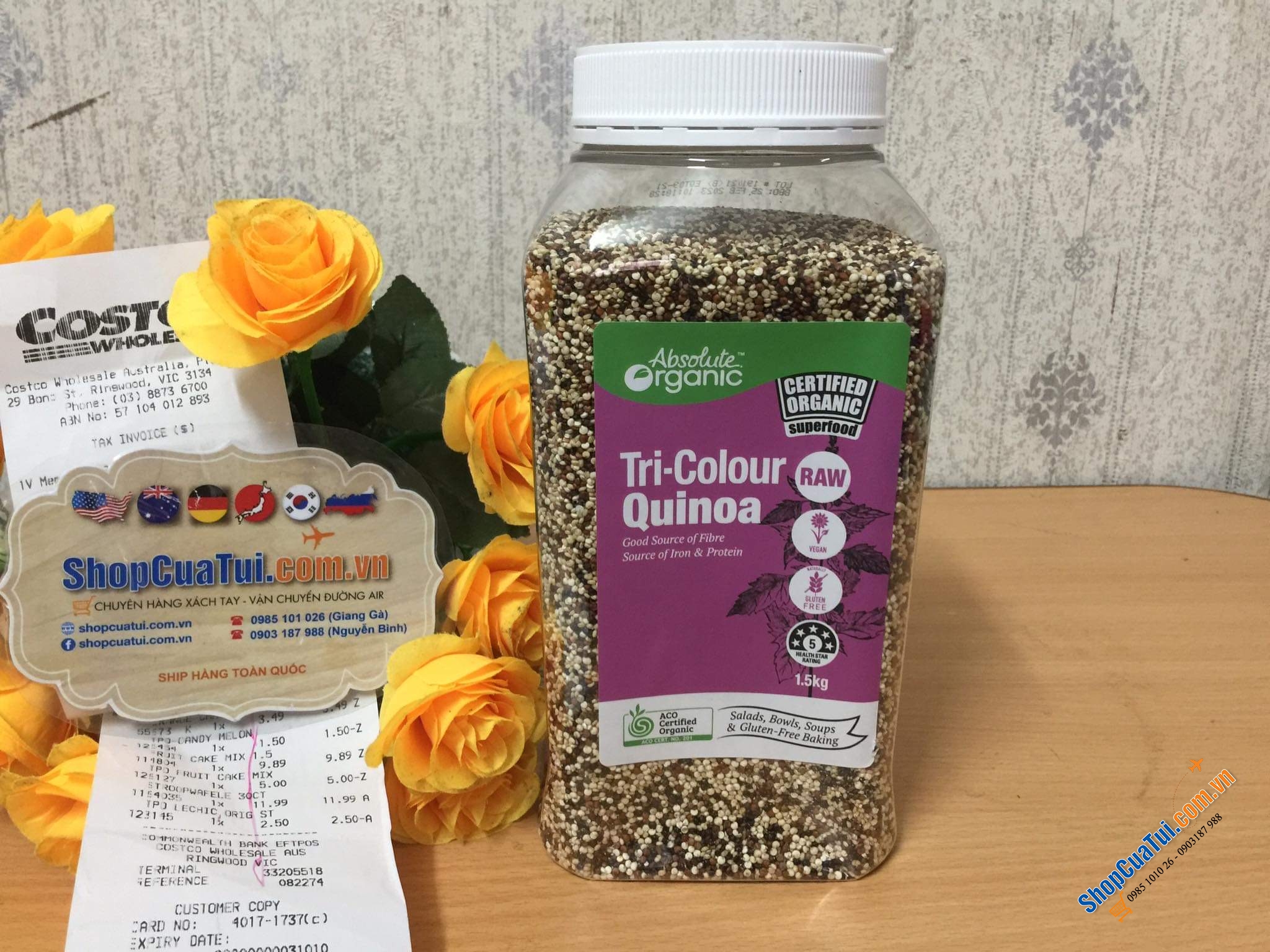 Hạt Diêm Mạch Hỗn Hợp Ba Màu Absolute Organic Tri-colour Quinoa 1,5 kg