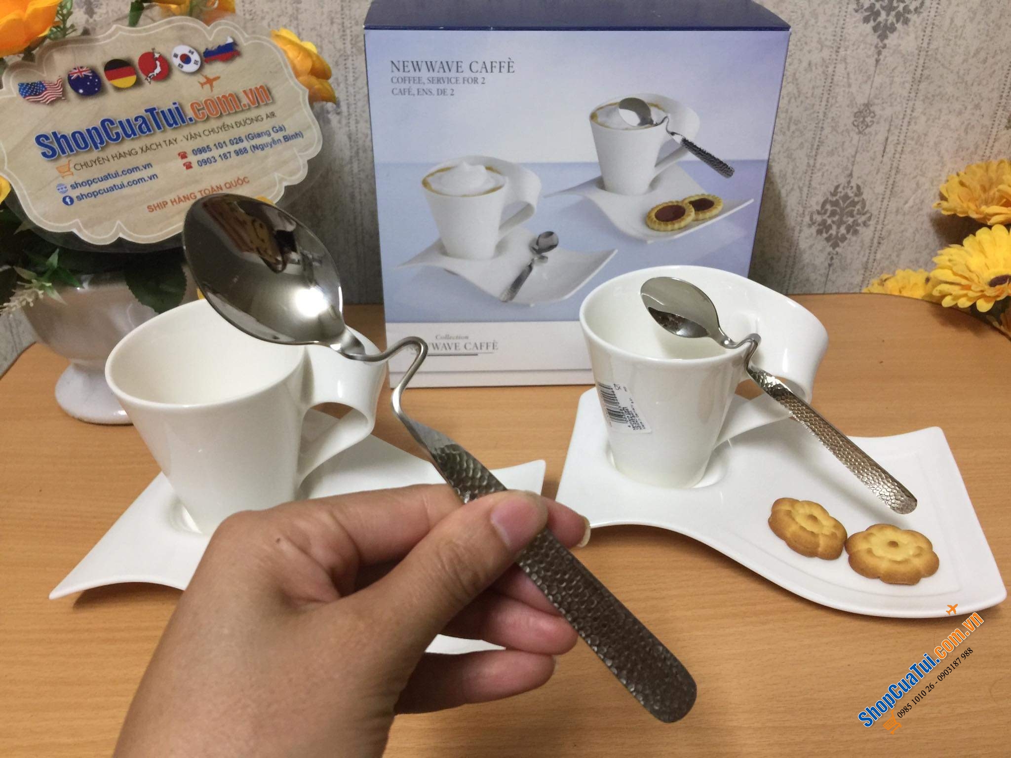 Sét uống trà hoặc cafe 6 món Villeroy-Boch (Bao gồm 2 cốc 350ml , 2 thìa, 2 đĩa)