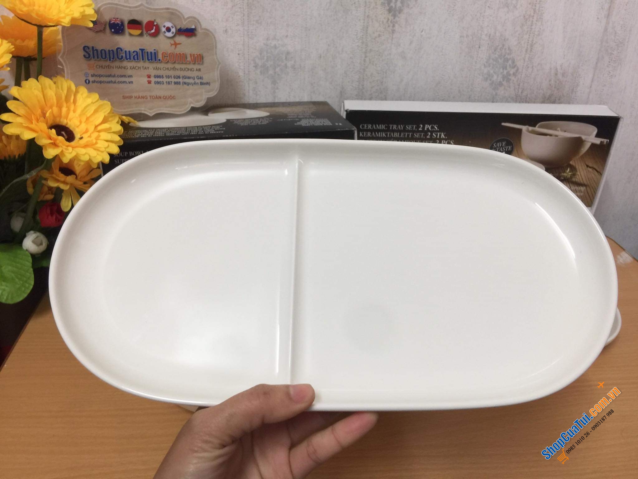 SET ĐÔI BÁT ĂN PHỞ SÚP KÈM KHAY GỐM VILLEROY BOCH SOUP PASSION - MADE IN GERMANY.