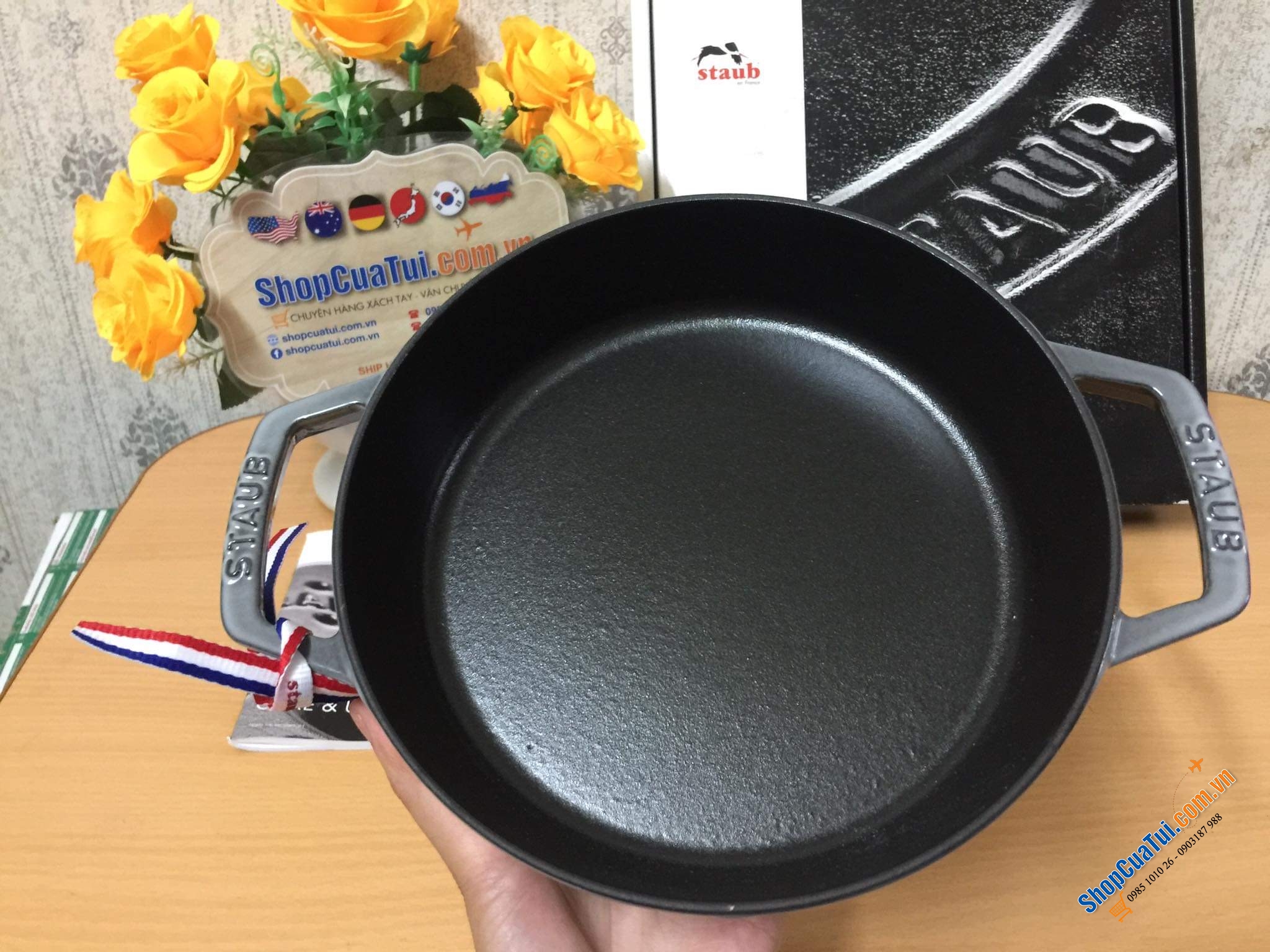 CHẢO STAUB XÁM 2 QUAI 20 CM - MADE IN FRANCE