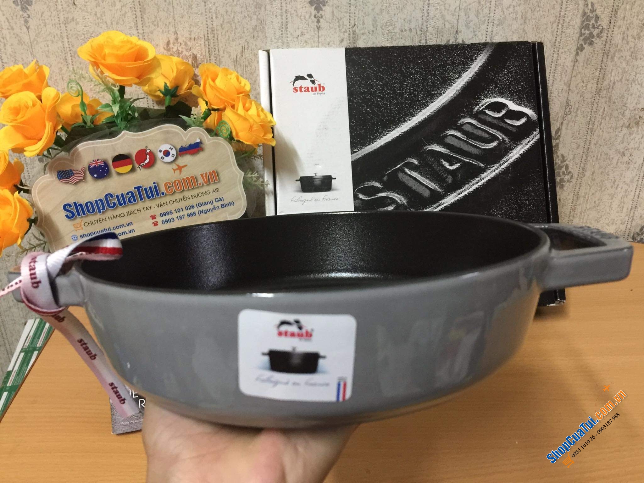 CHẢO STAUB XÁM 2 QUAI 20 CM - MADE IN FRANCE