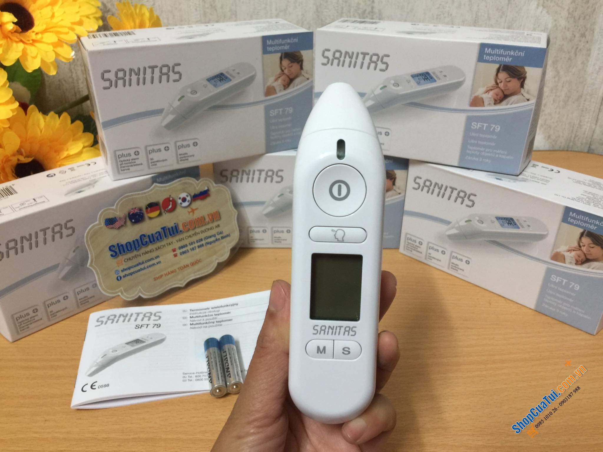 Nhiệt kế Sanitas SFT 79 Mẫu mới nhất 2021 - Nhiệt kế điện tử 6 in 1 Sanitas SFT 79 - cực kì cần thiết cho mọi gia đình, đo tai - trán (bản nâng cấp so với SFT 77 và 75)