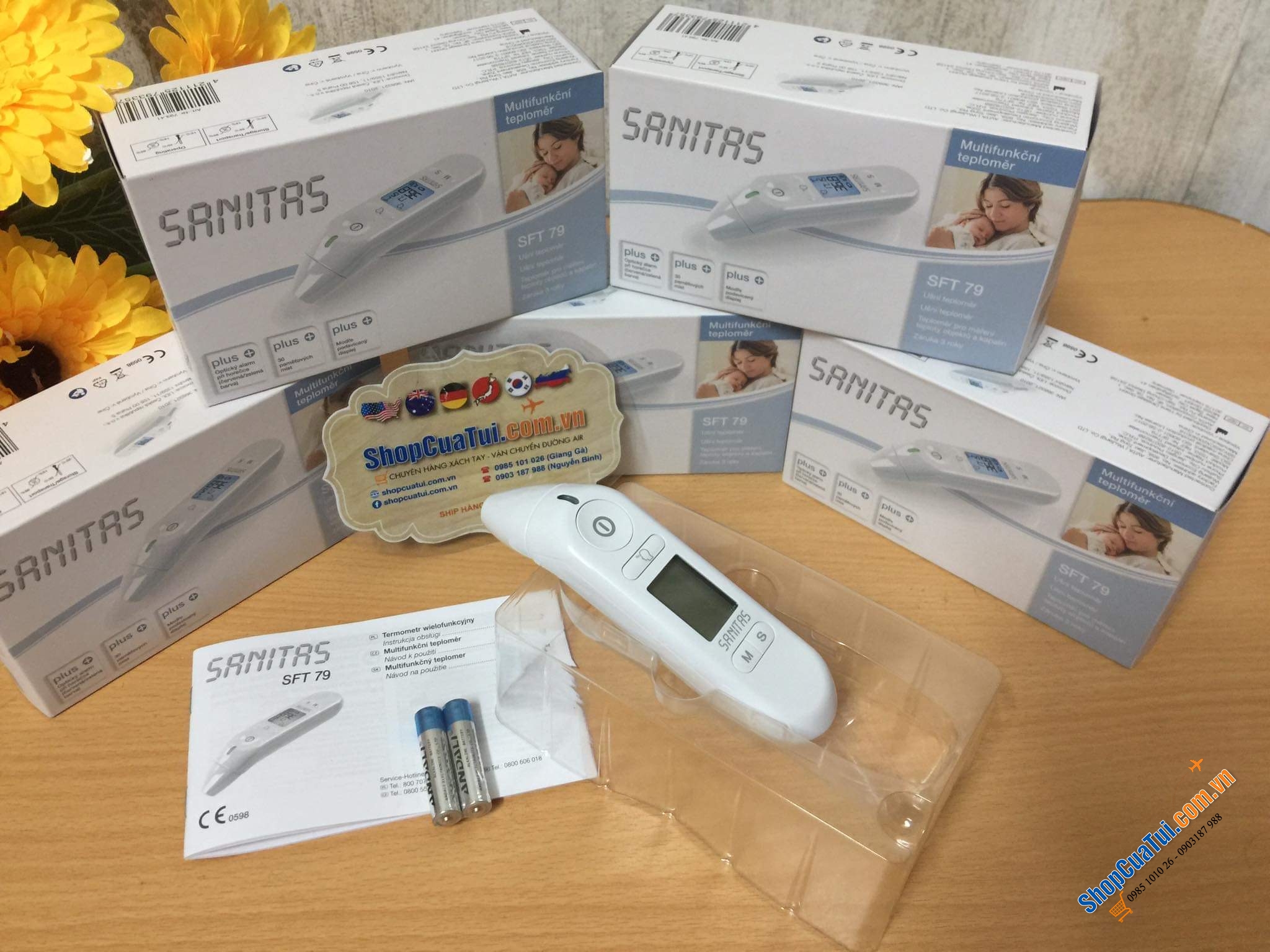 Nhiệt kế Sanitas SFT 79 Mẫu mới nhất 2021 - Nhiệt kế điện tử 6 in 1 Sanitas SFT 79 - cực kì cần thiết cho mọi gia đình, đo tai - trán (bản nâng cấp so với SFT 77 và 75)