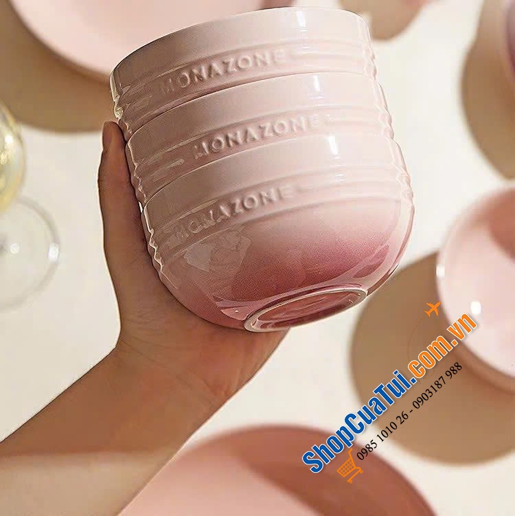 SET ĐỒ SỨ 14 MÓN MONAZONE - set bát đĩa sứ phong cách phương Tây (màu xanh, màu hồng)
