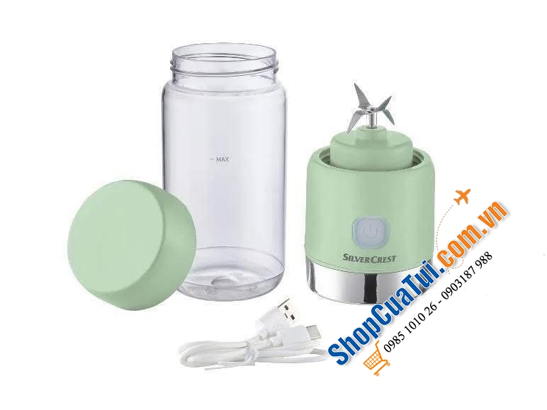 Máy xay sinh tố mini SILVERCREST Germany Smoothie màu mint.