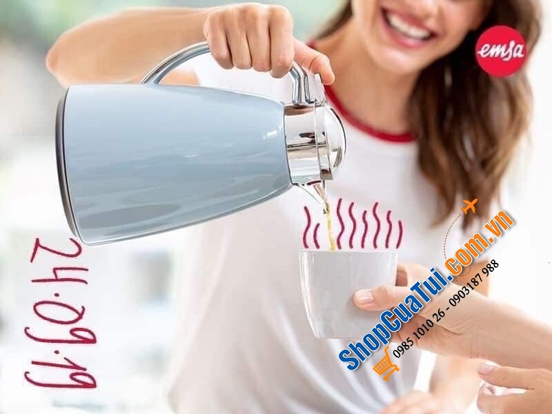 BÌNH GIỮ NHIỆT EMSA CAMPO 1 LÍT - TINH TẾ, ĐẲNG CẤP - Màu xanh ngọc