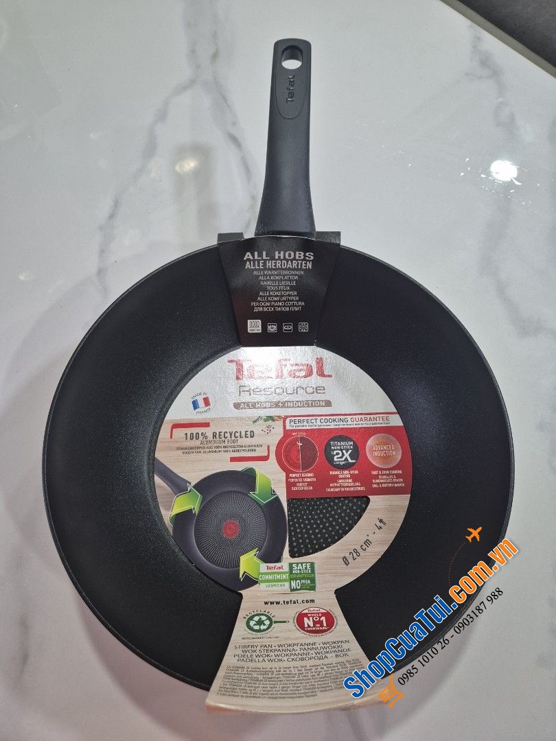 Chảo Wok TEFAL RESOURCE 28cm sâu lòng- MADE IN FRANCE