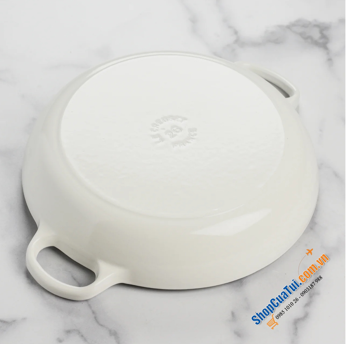 NỒI CHẢO TRÁNG MEN LE CREUSET HOA HẢI QUỲ (cúc la mã) - màu trắng - Le Creuset Signature Cast Iron 2.25-quart White Petal Braiser