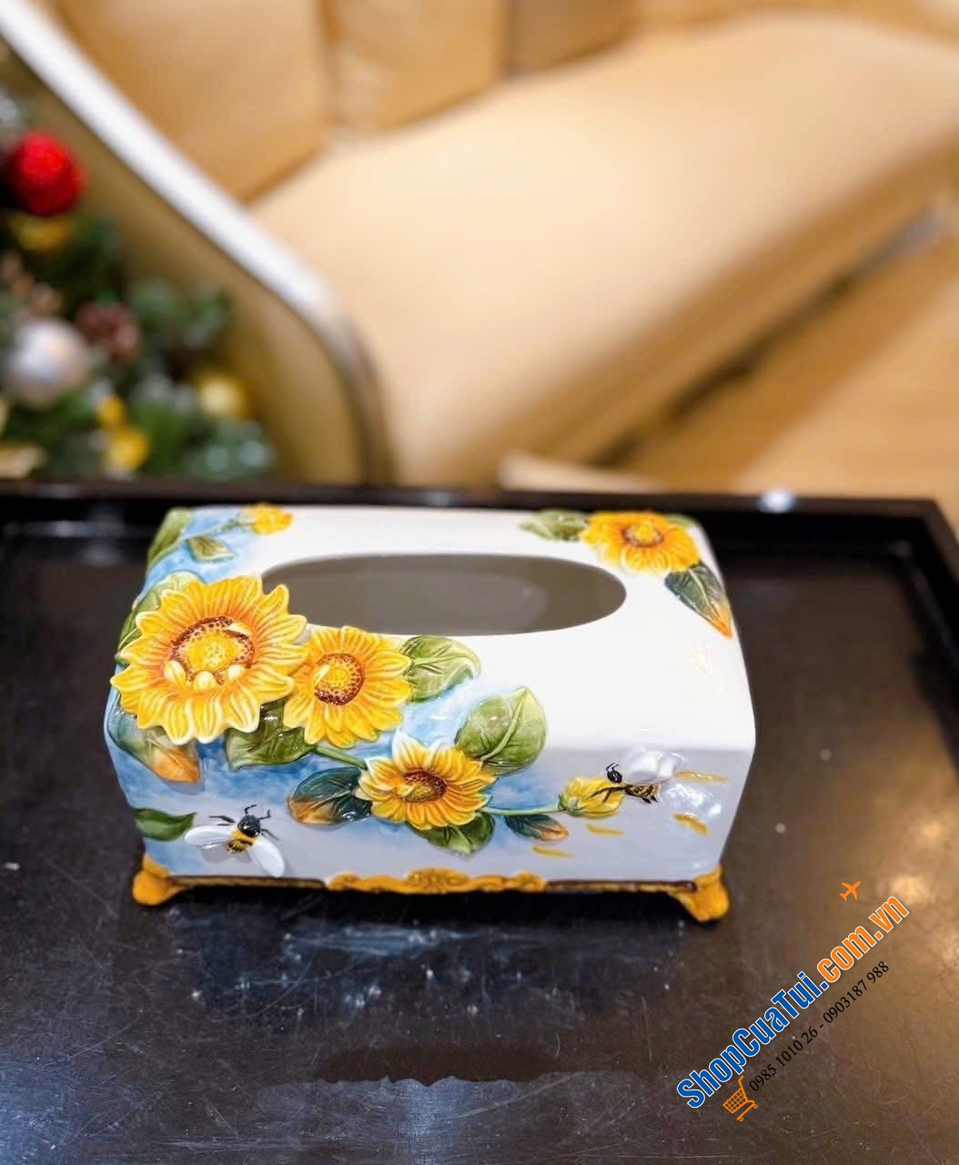 Hộp đựng khăn giấy họa tiết hoa hướng dương Function Art.