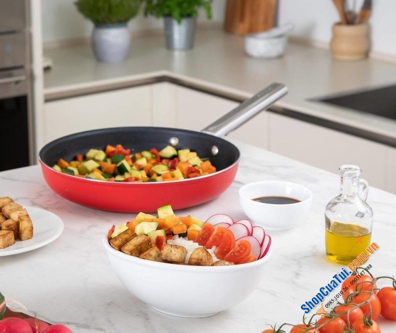 Bộ nồi chảo Smeg đỏ - Made in Italy.