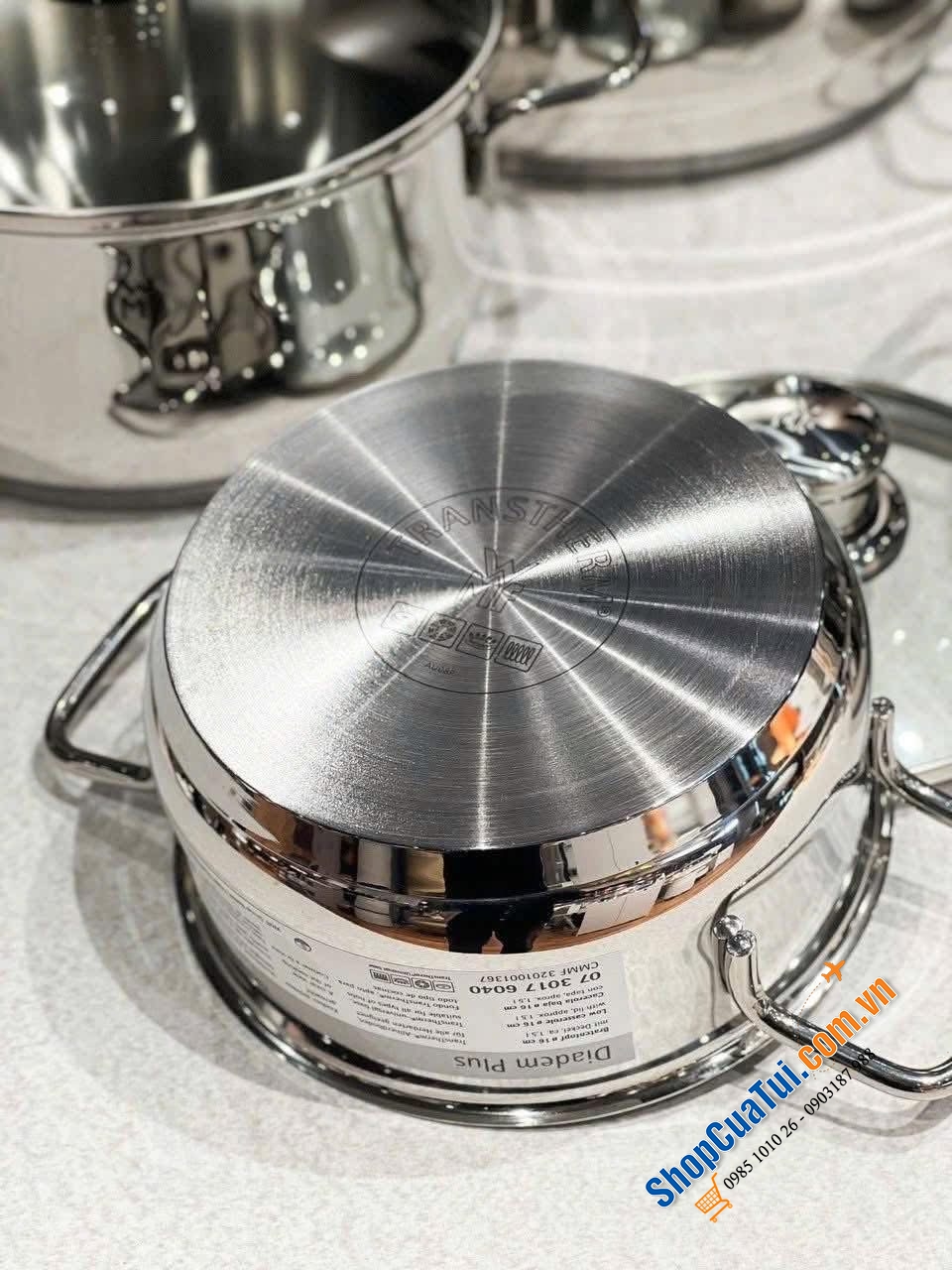Bộ nồi WMF Diadem Plus 6 món kèm quánh và chảo thép WMF 24cm - Chuẩn sang trọng, thanh lịch..