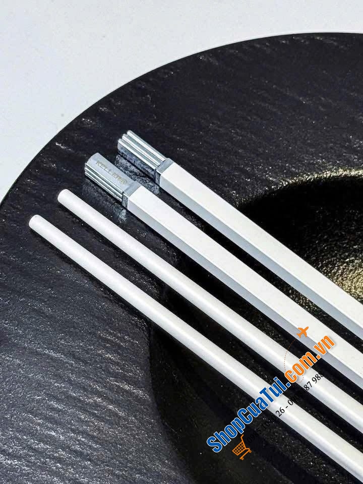 Set 10 đôi đũa sợi thuỷ tinh Keller Đức màu trắng, màu đen 27cm ( mẫu mới 2025)