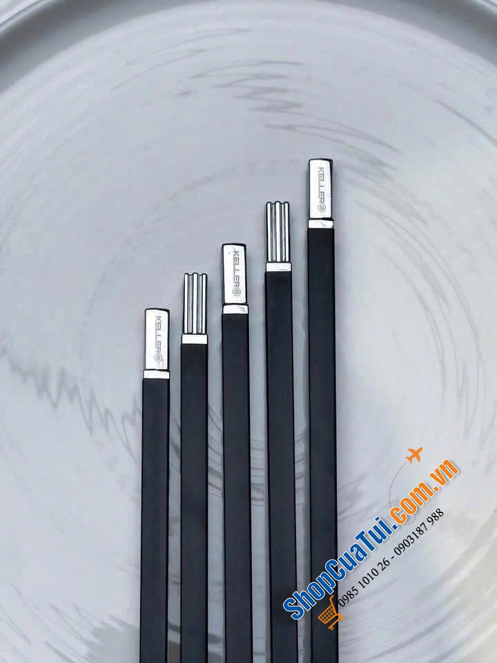 Set 10 đôi đũa sợi thuỷ tinh Keller Đức màu trắng, màu đen 27cm ( mẫu mới 2025)