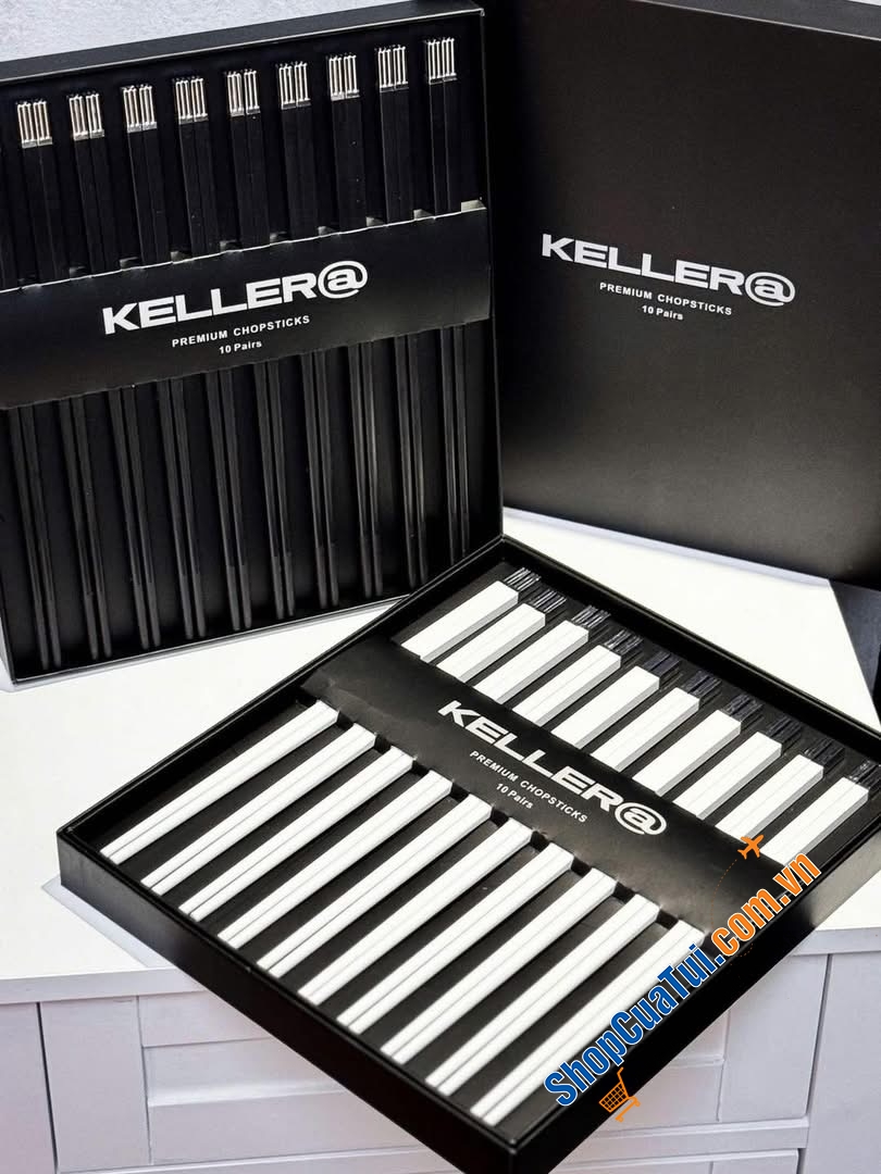 Set 10 đôi đũa sợi thuỷ tinh Keller Đức màu trắng, màu đen 27cm ( mẫu mới 2025)