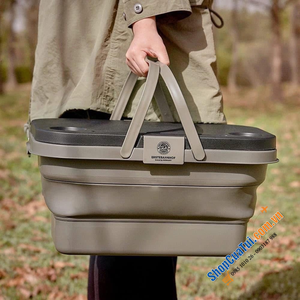 Ice box thùng giữ nhiệt 16L kiêm bàn camping ERSTEBAHNHOF - Mua 1 được 4: làm bàn chắc chắn - xô đựng tiện lợi - khay đựng gọn gàng - hộp đá giữ đồ uống mát lạnh