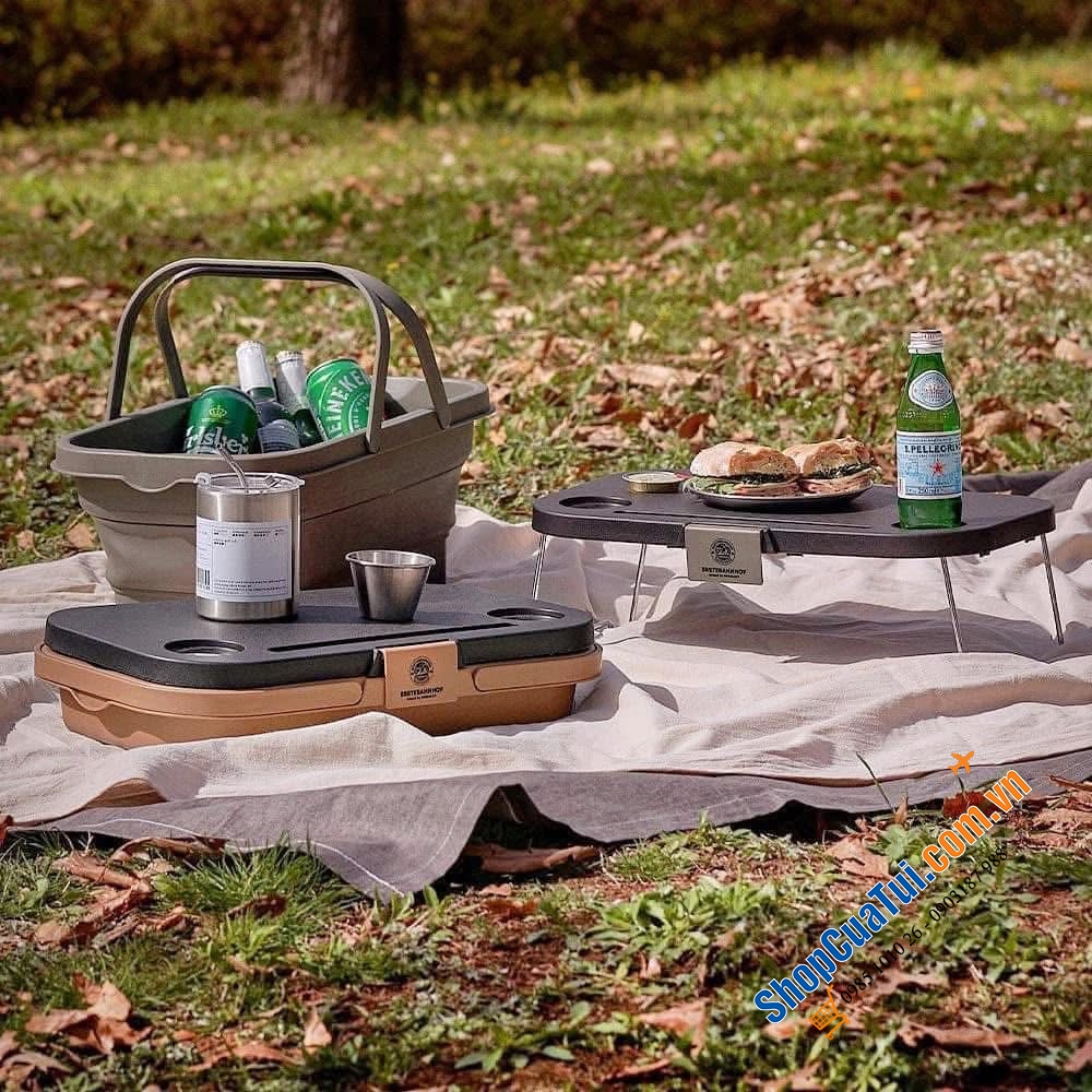 Ice box thùng giữ nhiệt 16L kiêm bàn camping ERSTEBAHNHOF - Mua 1 được 4: làm bàn chắc chắn - xô đựng tiện lợi - khay đựng gọn gàng - hộp đá giữ đồ uống mát lạnh