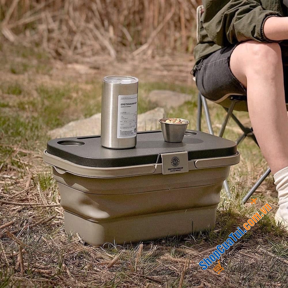 Ice box thùng giữ nhiệt 16L kiêm bàn camping ERSTEBAHNHOF - Mua 1 được 4: làm bàn chắc chắn - xô đựng tiện lợi - khay đựng gọn gàng - hộp đá giữ đồ uống mát lạnh