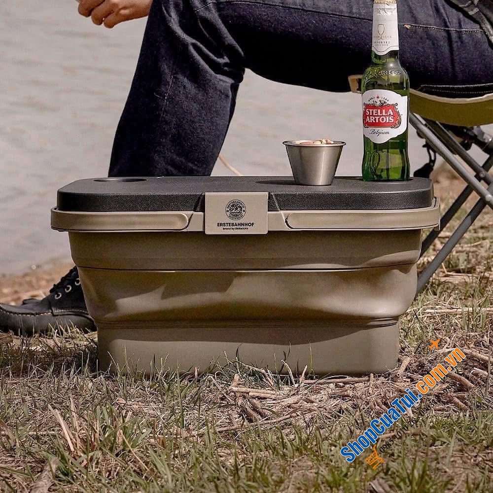 Ice box thùng giữ nhiệt 16L kiêm bàn camping ERSTEBAHNHOF - Mua 1 được 4: làm bàn chắc chắn - xô đựng tiện lợi - khay đựng gọn gàng - hộp đá giữ đồ uống mát lạnh