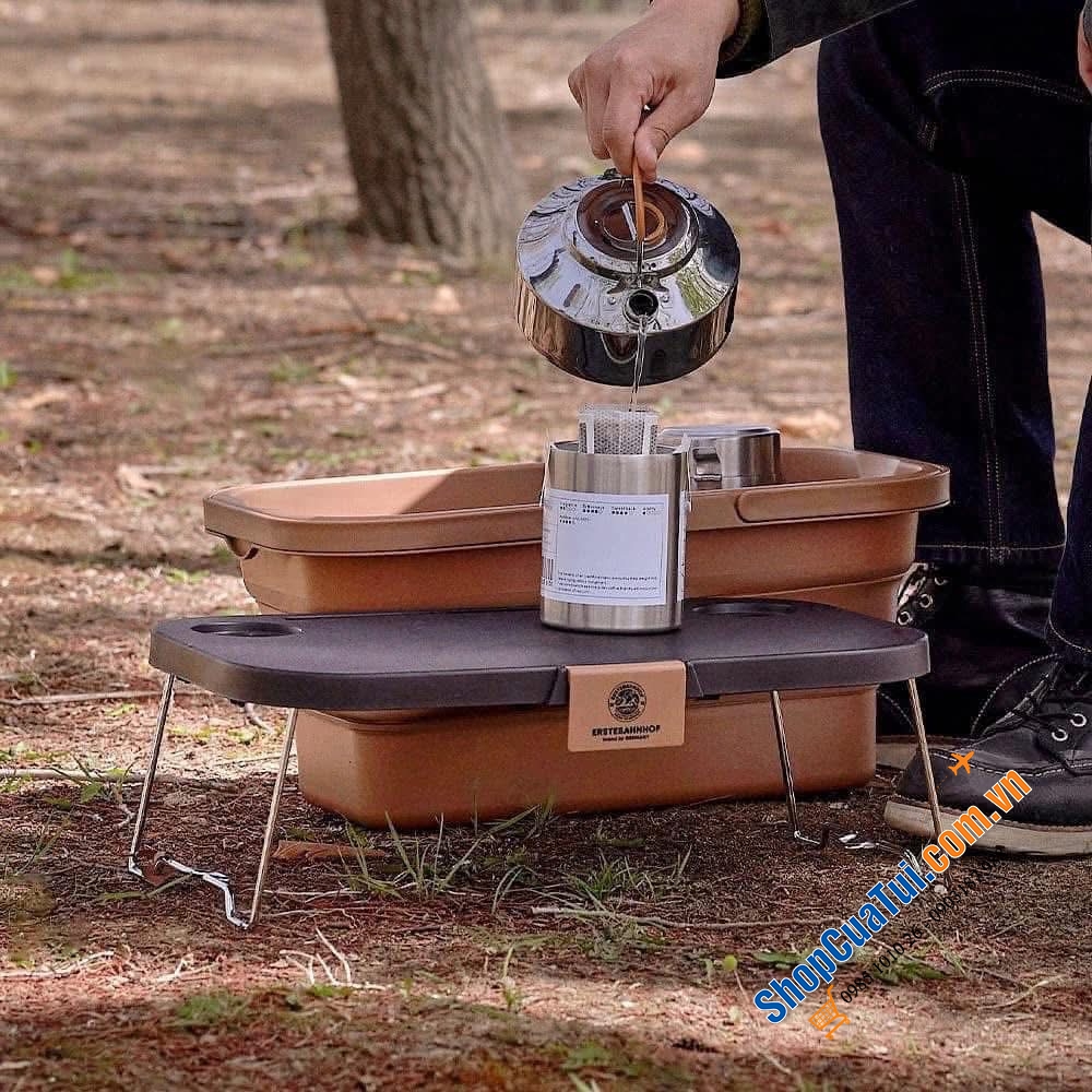Ice box thùng giữ nhiệt 16L kiêm bàn camping ERSTEBAHNHOF - Mua 1 được 4: làm bàn chắc chắn - xô đựng tiện lợi - khay đựng gọn gàng - hộp đá giữ đồ uống mát lạnh