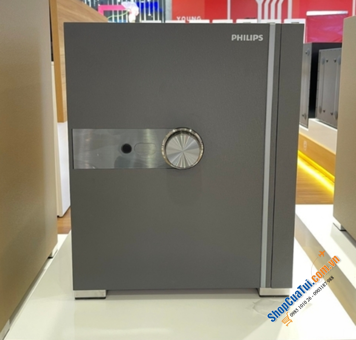 Két sắt Philips SBX202-5C0 màu đồng, màu xám - Két sắt vân tay điện tử