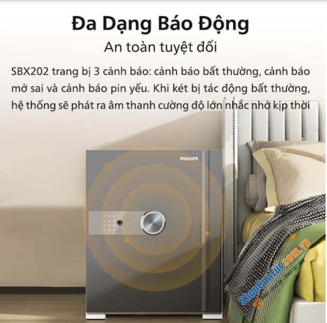 Két sắt Philips SBX202-5C0 màu đồng, màu xám - Két sắt vân tay điện tử