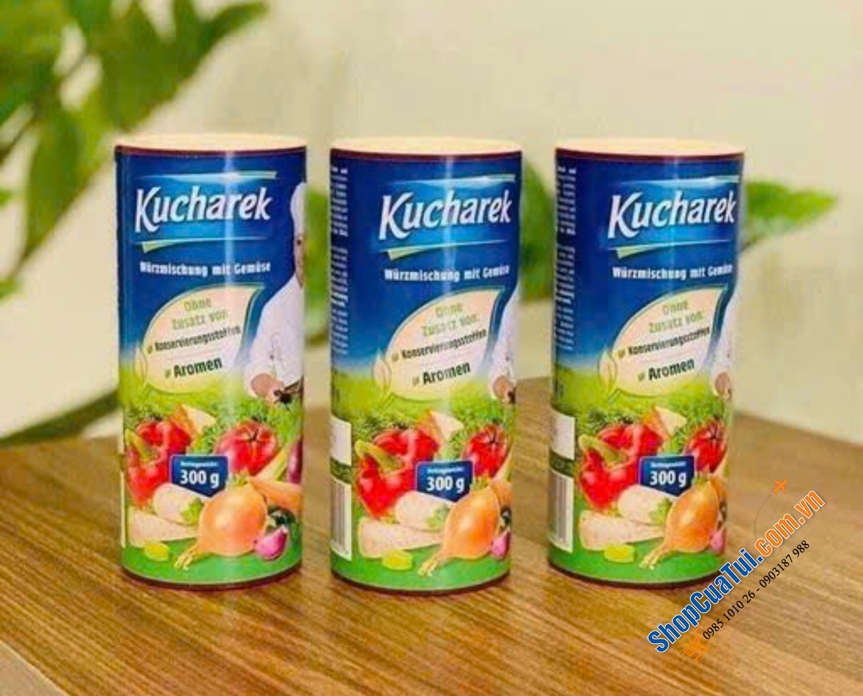 Combo 3 hộp Hạt nêm rau củ hữu cơ KUCHAREK thơm ngon 300gr, sử dụng nắp xoay vặn tiện dụng