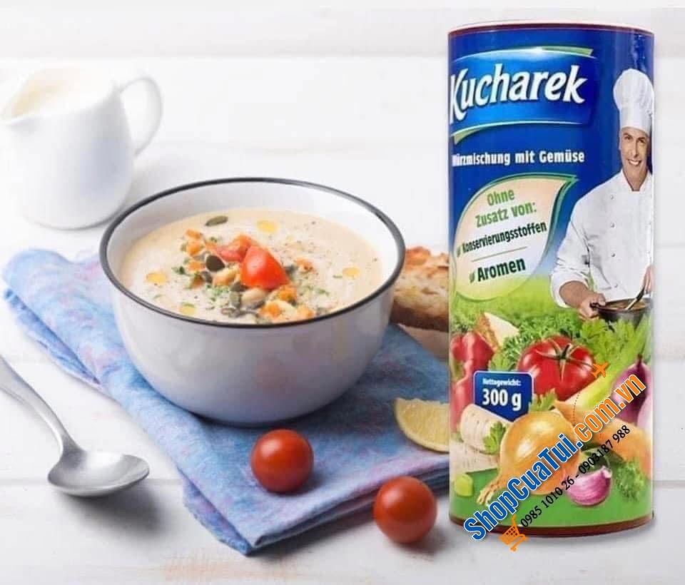 Combo 3 hộp Hạt nêm rau củ hữu cơ KUCHAREK thơm ngon 300gr, sử dụng nắp xoay vặn tiện dụng