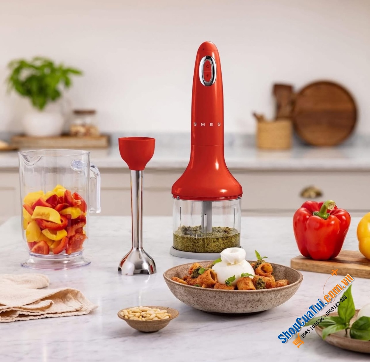 BỘ MÁY XAY CẦM TAY SMEG HBF03RDEU MÀU ĐỎ