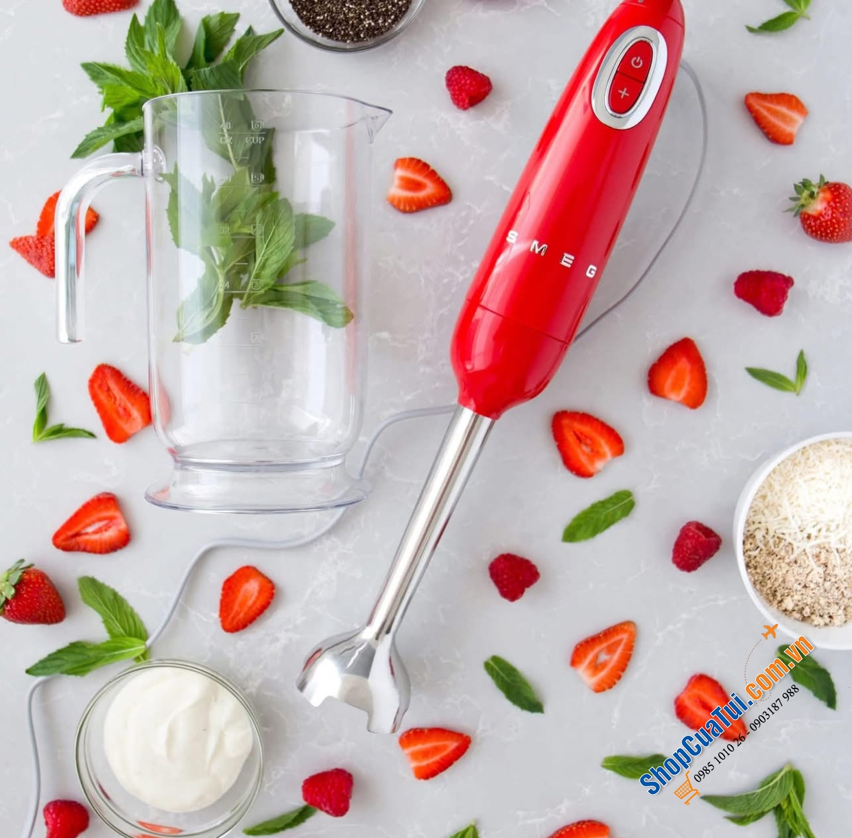 BỘ MÁY XAY CẦM TAY SMEG HBF03RDEU MÀU ĐỎ