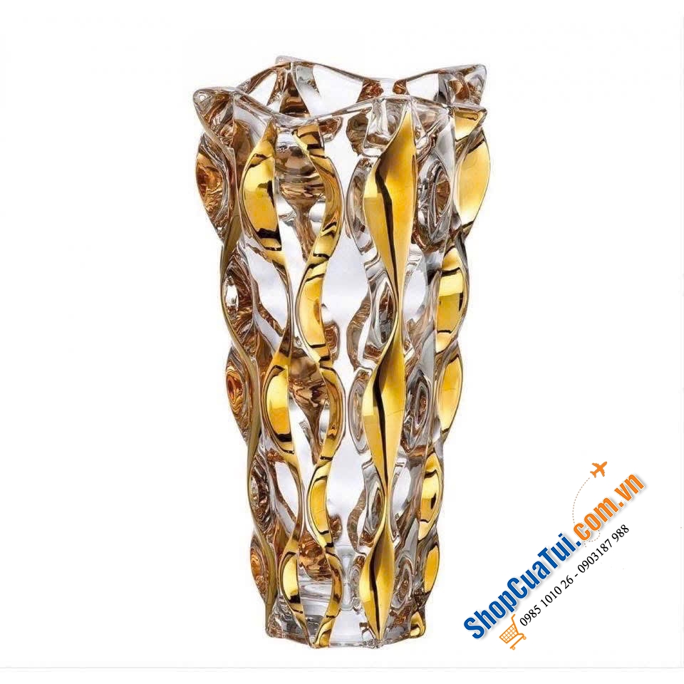 LỌ HOA BOHEMIA SAMBA OP CHÂN ĐẾ MẠ VÀNG 24k MỚI NHẤT 2025 - cao 30,5cm